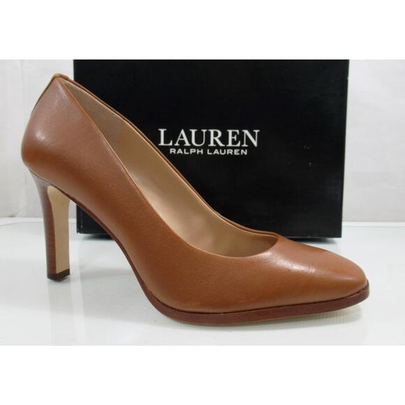 Lauren Ralph Lauren Camila Pumps Heels Burnished Leather Polo Tan Size 8.5 - Picture 1 of 10